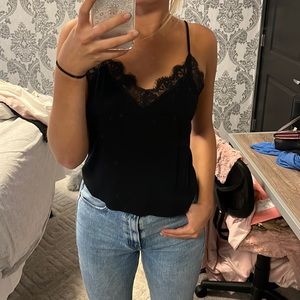 Forever 21 black tank top with lace trim